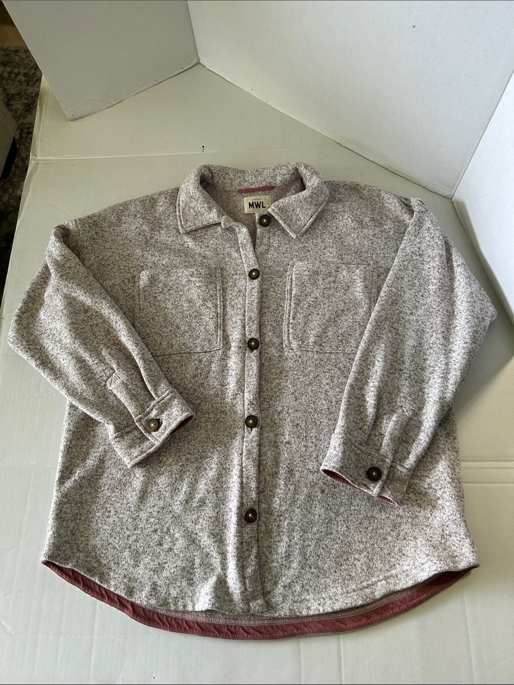 MADEWELL MWL RESOURCED PINK SWEETER FLEESE SHAKIT SHIRT SWEATER SIZE XL